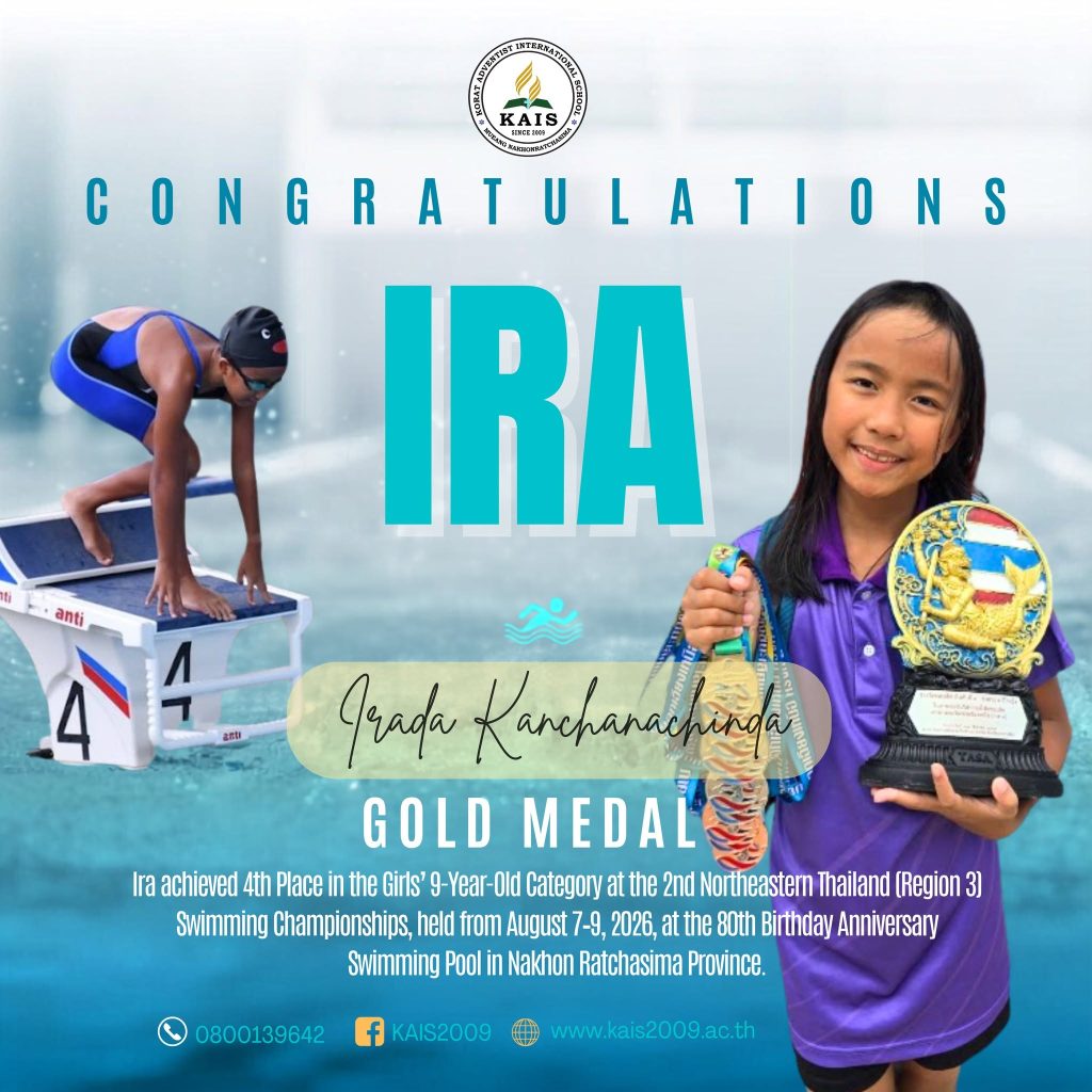 Congratulations Irada Kanchanachinda (Ira – Grade 3)
