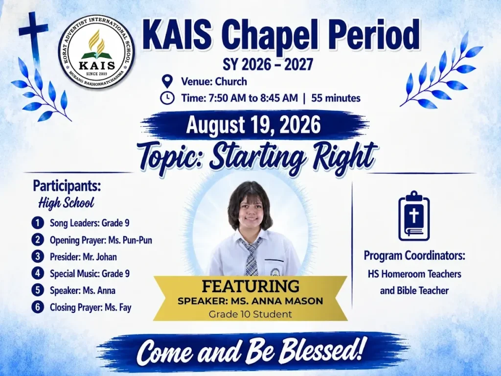 Starting Right | Anna Mason | KAIS Chapel Period | August 19, 2026