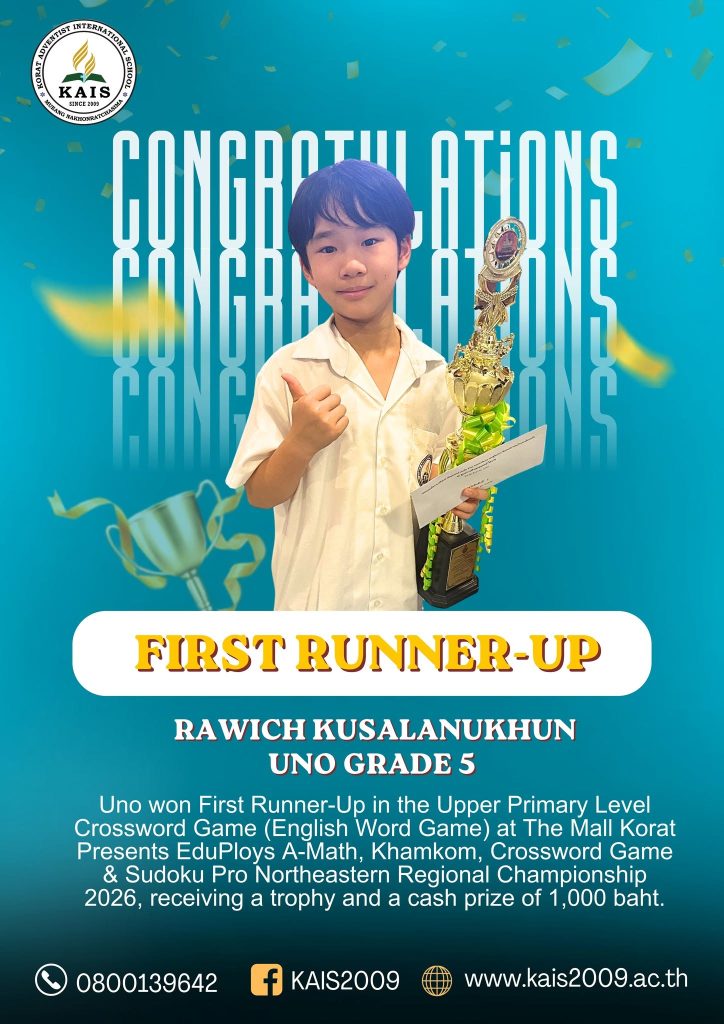 Congratulations Rawich KusalanukhunUno – Grade 5!